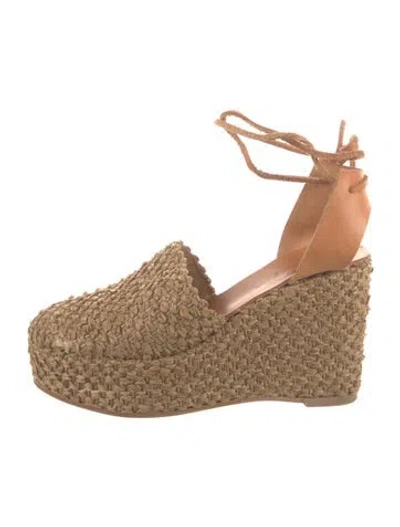 Pre-owned Robert Clergerie Straw Colorblock Pattern D'orsay Pumps In Neutrals