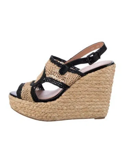 Pre-owned Robert Clergerie Straw Colorblock Pattern Espadrilles
