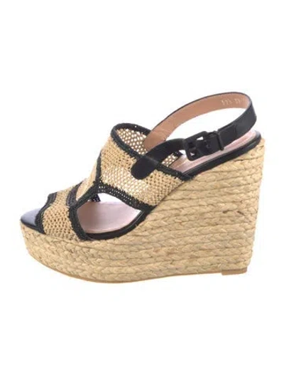 Pre-owned Robert Clergerie Straw Colorblock Pattern Espadrilles