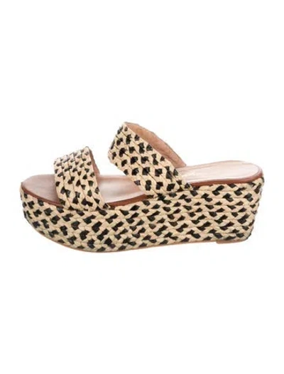Pre-owned Robert Clergerie Straw Colorblock Pattern Slides In Neutral