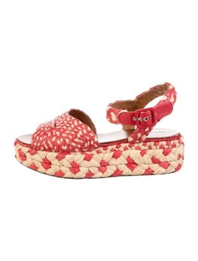 Pre-owned Robert Clergerie Straw Colorblock Pattern Slingback Sandals