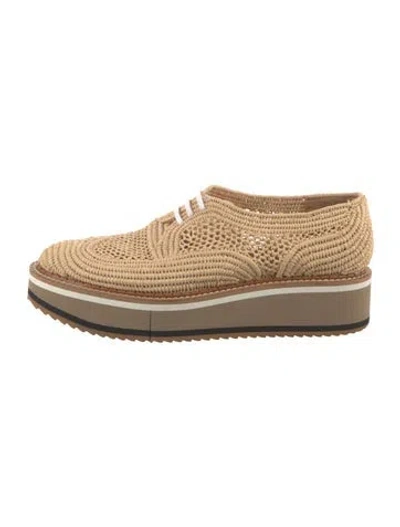 Pre-owned Robert Clergerie Straw Cutout Accent Espadrille Sneakers In Neutral