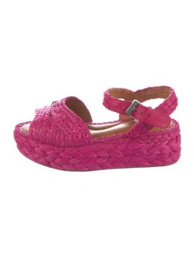 Pre-owned Robert Clergerie Straw Espadrilles In Pink