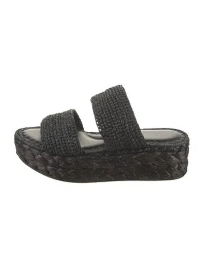 Pre-owned Robert Clergerie Straw Espadrilles W/ Tags In Black