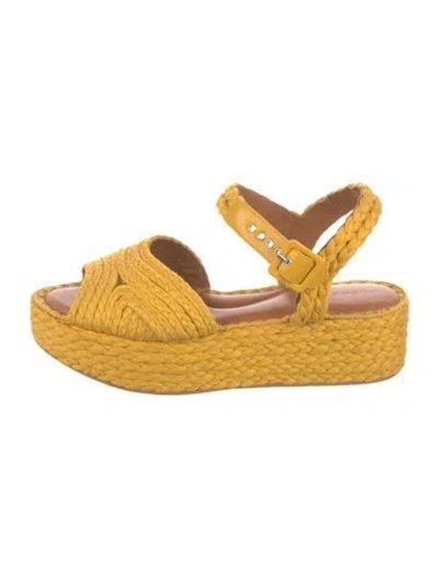Pre-owned Robert Clergerie Straw Espadrilles In Yellow