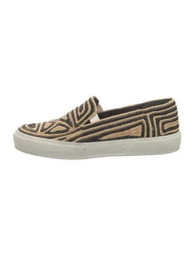 Pre-owned Robert Clergerie Straw Graphic Print Sneakers In Neutrals