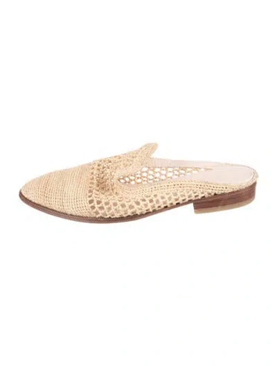 Pre-owned Robert Clergerie Straw Lace Pattern Mules In Neutrals