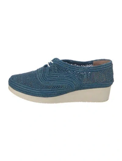 Pre-owned Robert Clergerie Straw Mules In Blue