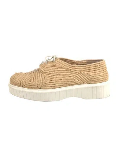 Pre-owned Robert Clergerie Straw Mules In Neutral