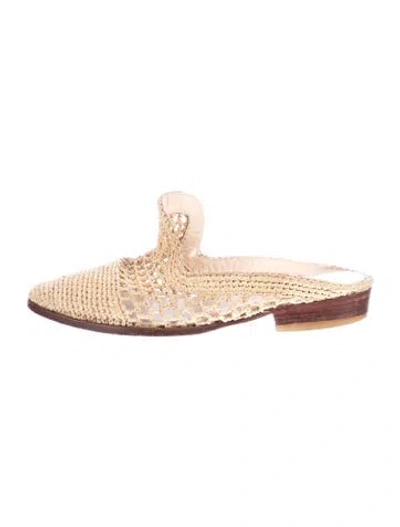 Pre-owned Robert Clergerie Straw Mules In Neutrals
