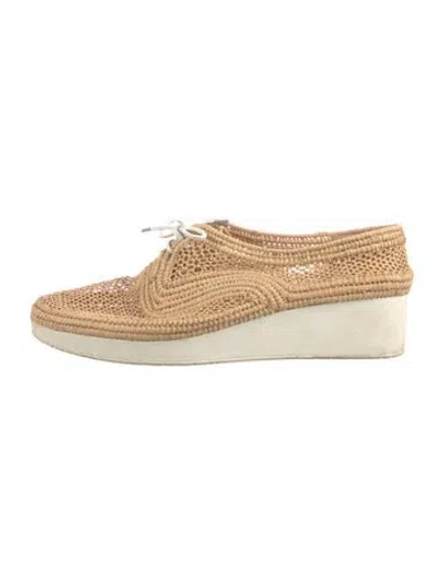 Pre-owned Robert Clergerie Straw Oxfords In Neutral