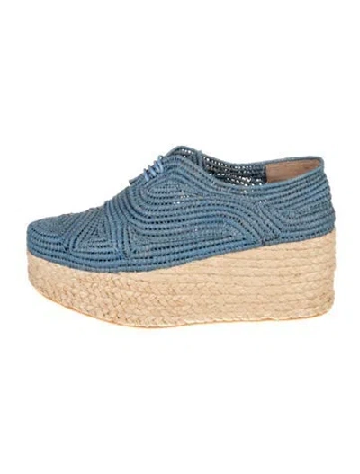 Pre-owned Robert Clergerie Straw Patterned Espadrilles In Blue