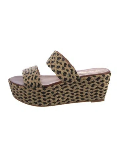 Pre-owned Robert Clergerie Straw Patterned Mules In Neutral