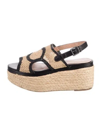 Pre-owned Robert Clergerie Straw Patterned Sandals In Black
