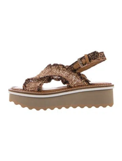 Pre-owned Robert Clergerie Straw Patterned Sandals In Multicolor