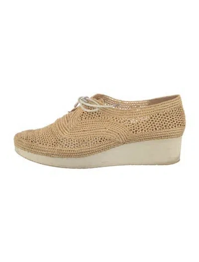 Pre-owned Robert Clergerie Straw Patterned Sneakers In Brown