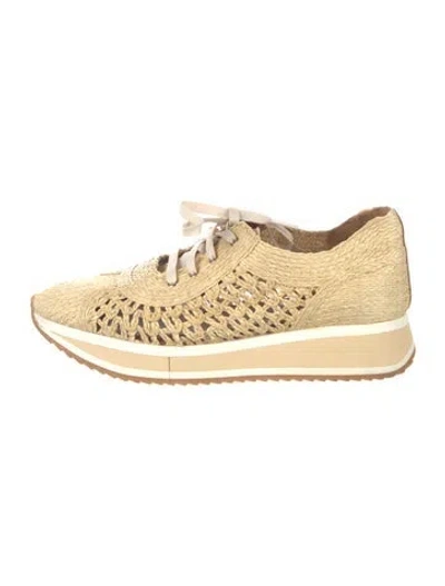 Pre-owned Robert Clergerie Straw Patterned Sneakers In Neutral