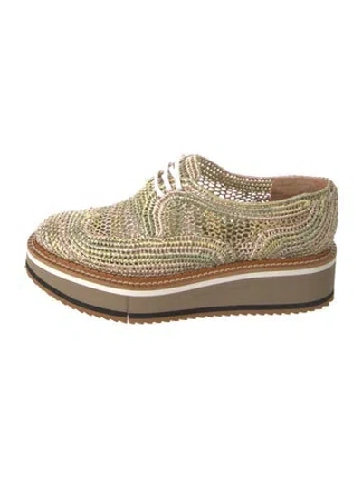 Pre-owned Robert Clergerie Straw Patterned Sneakers In Neutrals