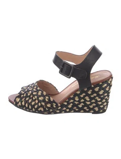 Pre-owned Robert Clergerie Straw Printed Slingback Pumps In Black