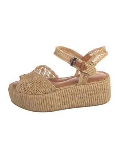 Pre-owned Robert Clergerie Straw Sandals In Neutrals