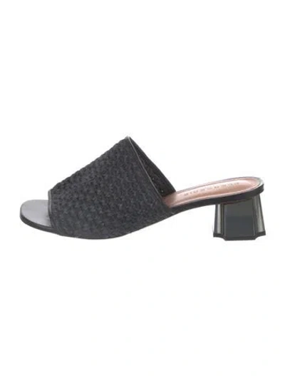 Pre-owned Robert Clergerie Straw Slides In Black