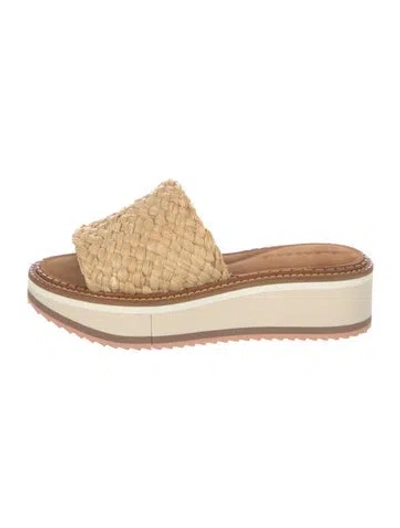 Pre-owned Robert Clergerie Straw Slides In Neutral
