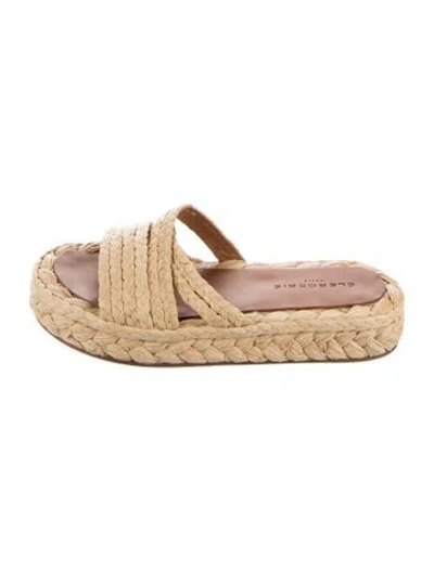 Pre-owned Robert Clergerie Straw Slides In Neutrals