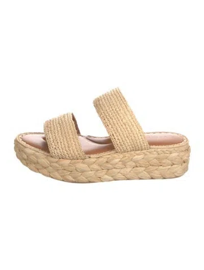 Pre-owned Robert Clergerie Straw Slides In Neutrals