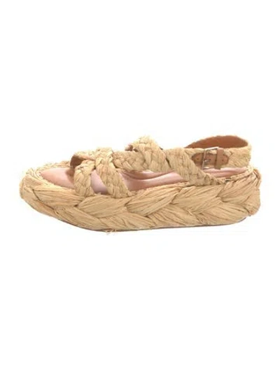 Pre-owned Robert Clergerie Straw Slingback Sandals In Neutrals