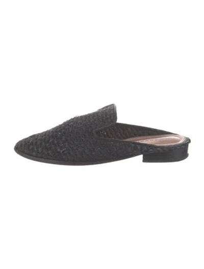 Pre-owned Robert Clergerie Straw Tweed Pattern Mules In Black