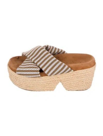 Pre-owned Robert Clergerie Striped Espadrilles In Neutral