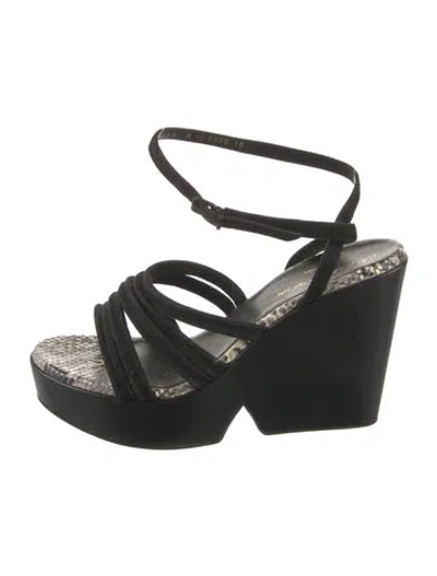 Pre-owned Robert Clergerie Suede Animal Print Sandals In Black