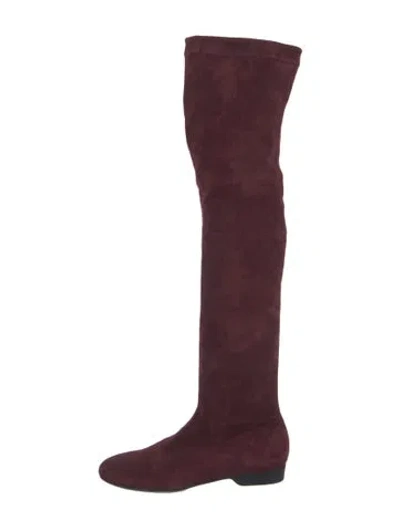Pre-owned Robert Clergerie Suede Boots In Burgundy