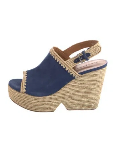 Pre-owned Robert Clergerie Suede Colorblock Pattern Espadrilles In Blue