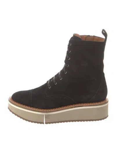 Pre-owned Robert Clergerie Suede Combat Boots In Black