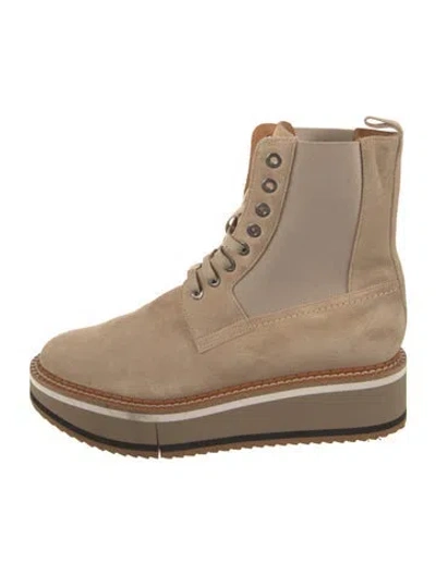 Pre-owned Robert Clergerie Suede Combat Boots In Neutral