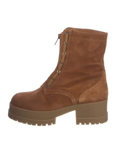 Pre-owned Robert Clergerie Suede Combat Boots In Neutral