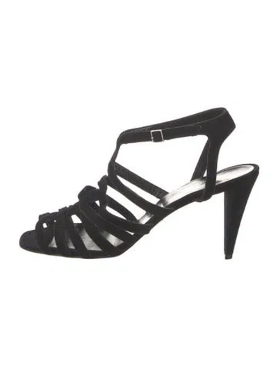 Pre-owned Robert Clergerie Suede Cutout Accent Sandals In Black