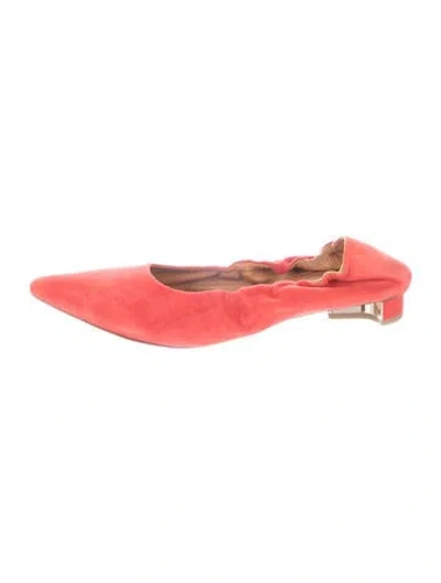 Pre-owned Robert Clergerie Suede Flats In Red