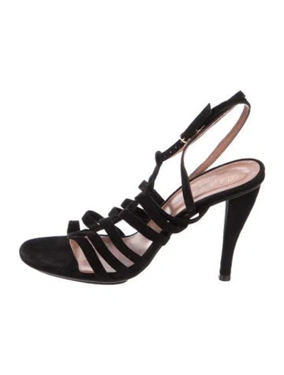 Pre-owned Robert Clergerie Suede Gladiator Sandals In Black