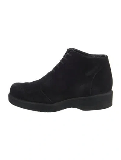 Pre-owned Robert Clergerie Suede Lace-up Boots In Black
