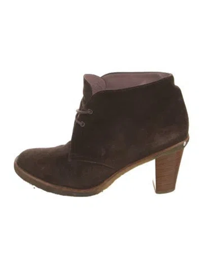 Pre-owned Robert Clergerie Suede Lace-up Boots In Brown