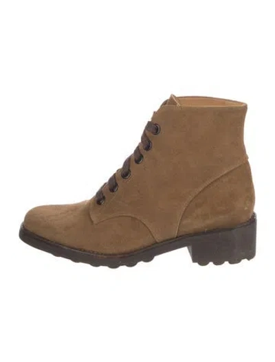 Pre-owned Robert Clergerie Suede Lace-up Boots In Brown