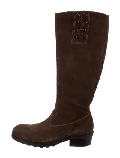 Pre-owned Robert Clergerie Suede Lace-up Boots In Brown