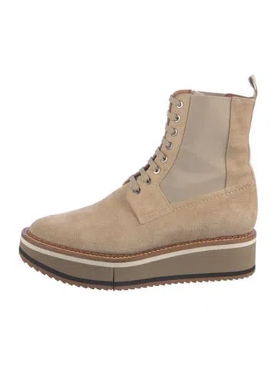Pre-owned Robert Clergerie Suede Lace-up Boots In Neutral