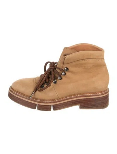 Pre-owned Robert Clergerie Suede Lace-up Boots In Neutrals
