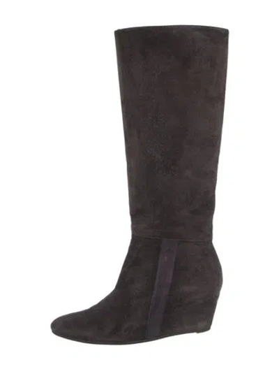Pre-owned Robert Clergerie Suede Leather Trim Embellishment Boots In Brown