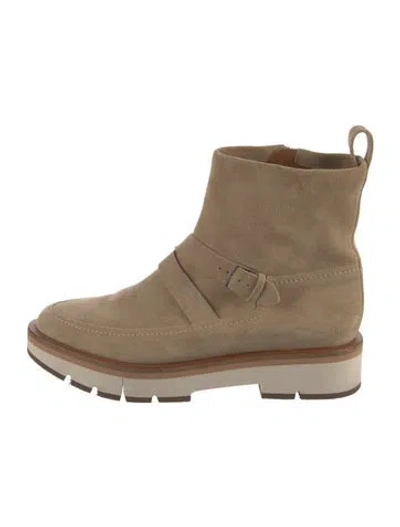 Pre-owned Robert Clergerie Suede Moto Boots In Neutrals