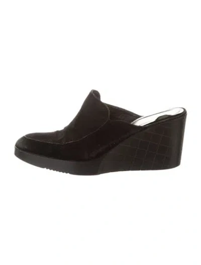 Pre-owned Robert Clergerie Suede Mules In Black