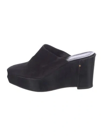Pre-owned Robert Clergerie Suede Mules In Black